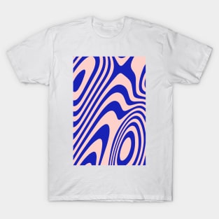 Blue And Pink Zebra Grooves Abstract Pattern T-Shirt